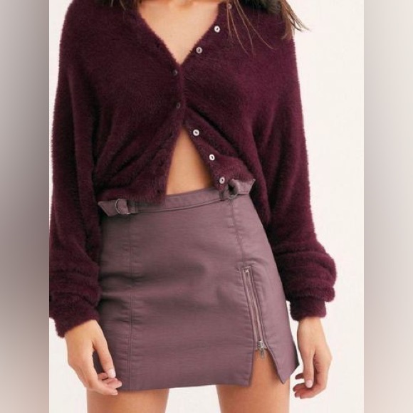Purple Free People Midnight Magic Faux Leather Skirt - Picture 1 of 5